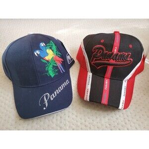 Lot of 2 NWT PANAMA logo strapback baseball hat cap by Mega Sport